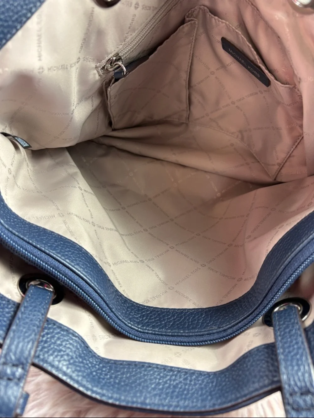 Michael Kors Bedford Large N/S Tote - Navy Pebbled Leather Shoulder Bag